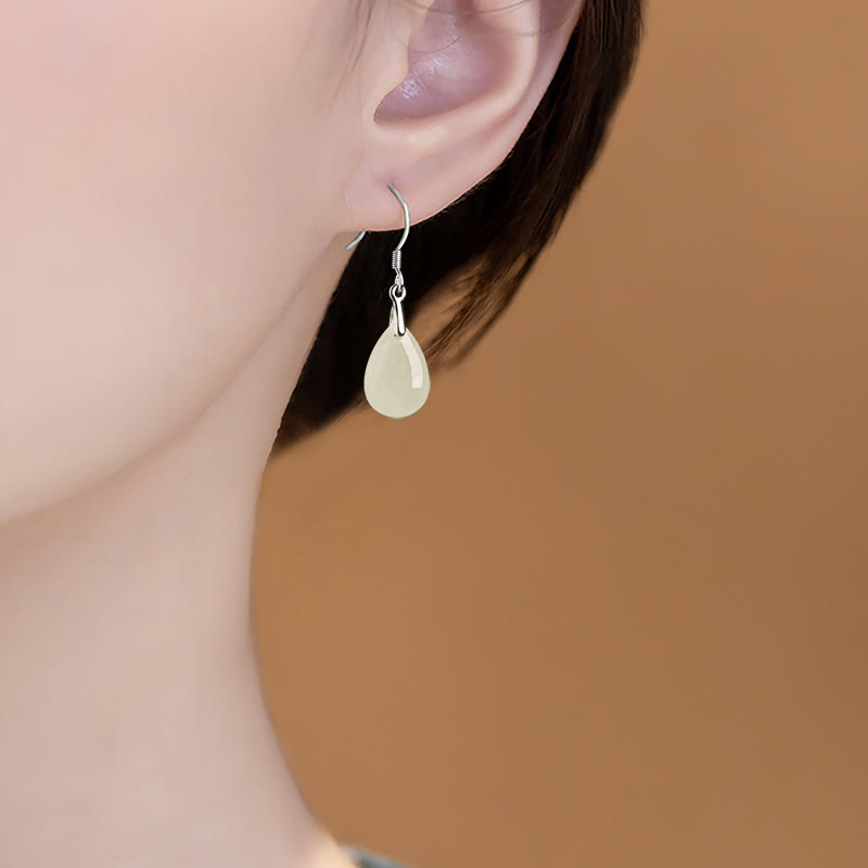 Jade Teardrop Sterling Silver Earrings — detail view 3
