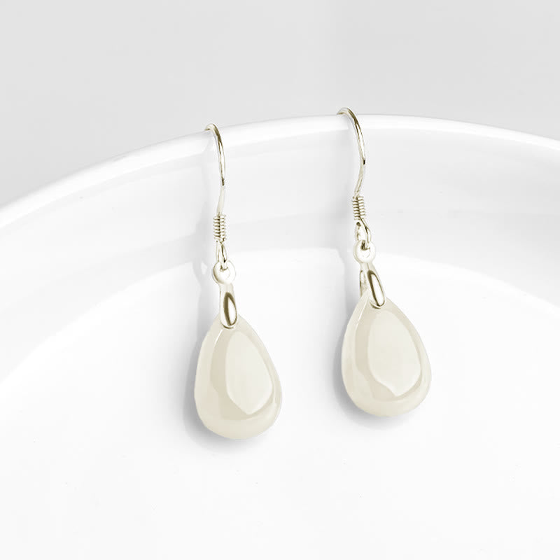 Jade Teardrop Sterling Silver Earrings — detail view 5