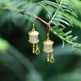 Jade Wheel Sterling Silver Drop Earrings — product view