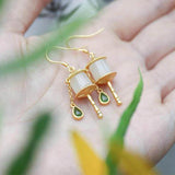 Jade Wheel Sterling Silver Drop Earrings — detail view 3