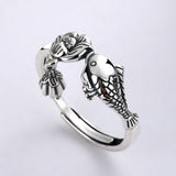 Koi and Lotus Sterling Silver Ring — product view