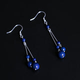 Lapis Bead Sterling Silver Drop Earrings — detail view 5