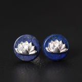 Lapis Lotus Sterling Silver Stud Earrings — product view