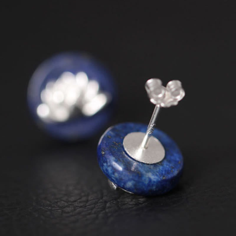 Lapis Lotus Sterling Silver Stud Earrings — detail view 3