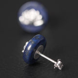 Lapis Lotus Sterling Silver Stud Earrings — detail view 4