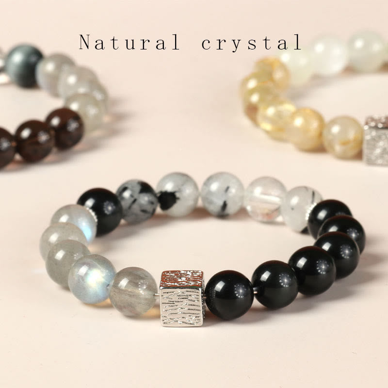 Mixed Stone Cube Bead Bracelet — product view