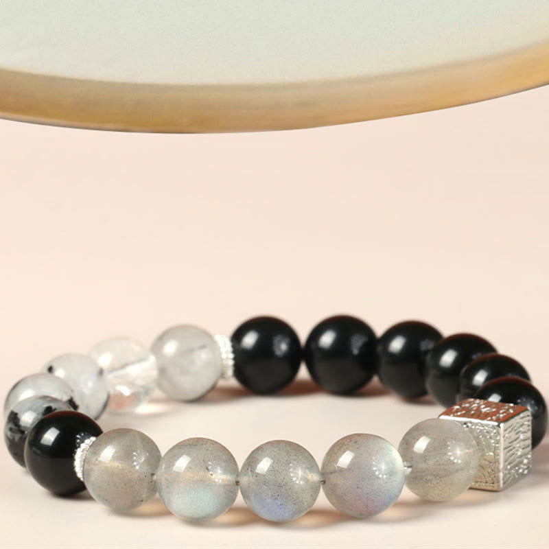 Mixed Stone Cube Bead Bracelet — detail view 3