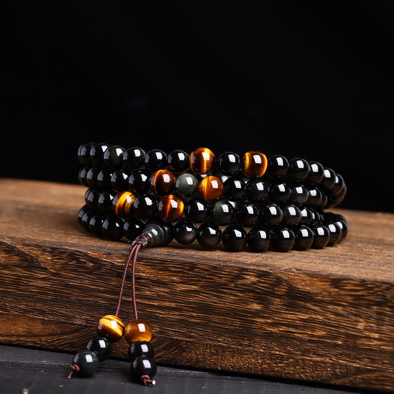 Obsidian 108-Bead Wrap Mala — product view