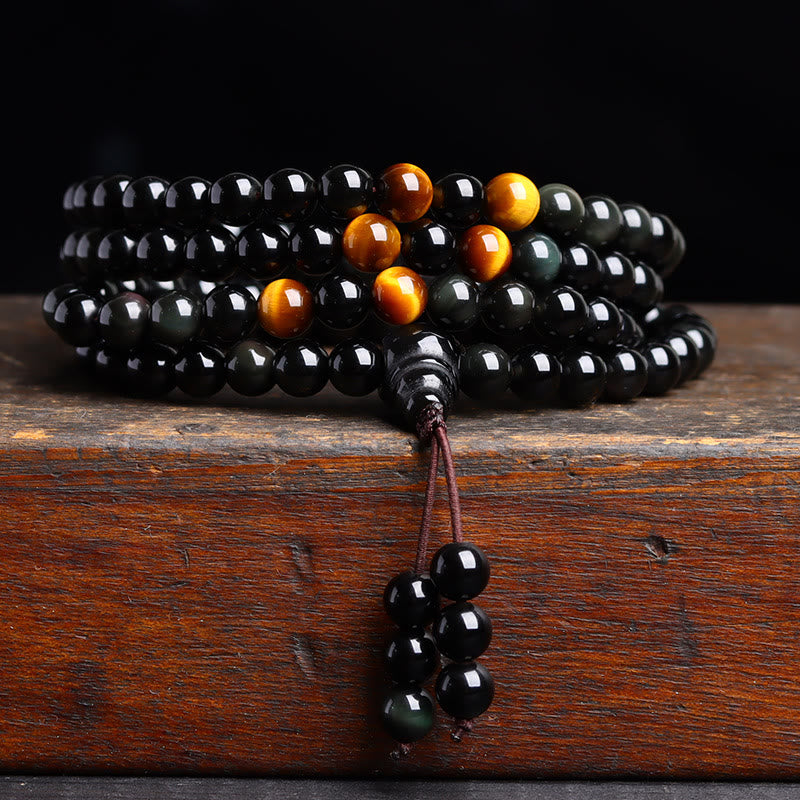 Obsidian 108-Bead Wrap Mala — detail view 2