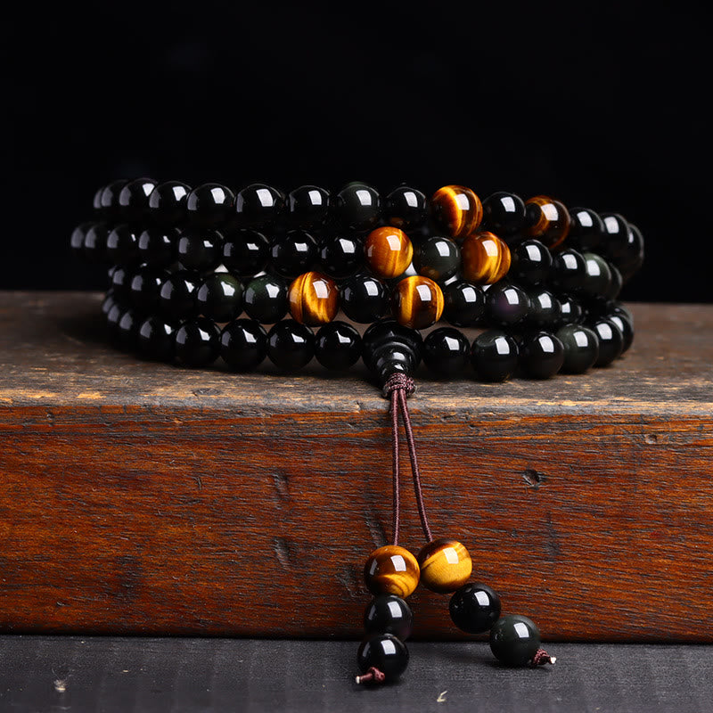 Obsidian 108-Bead Wrap Mala — detail view 3