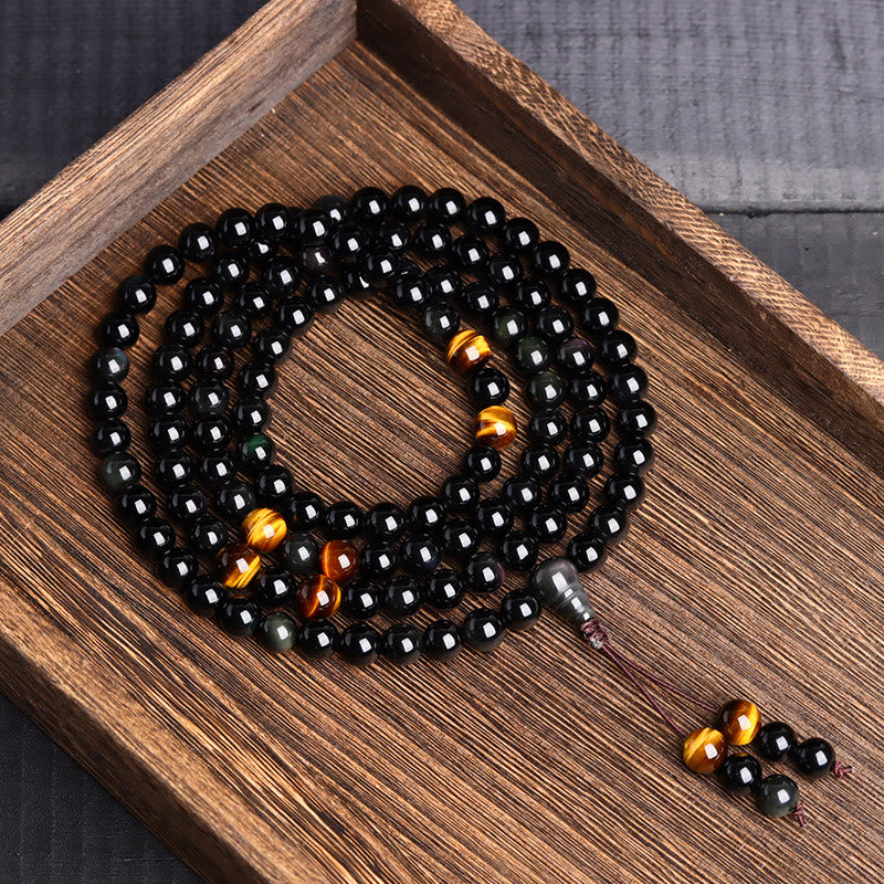 Obsidian 108-Bead Wrap Mala — detail view 4