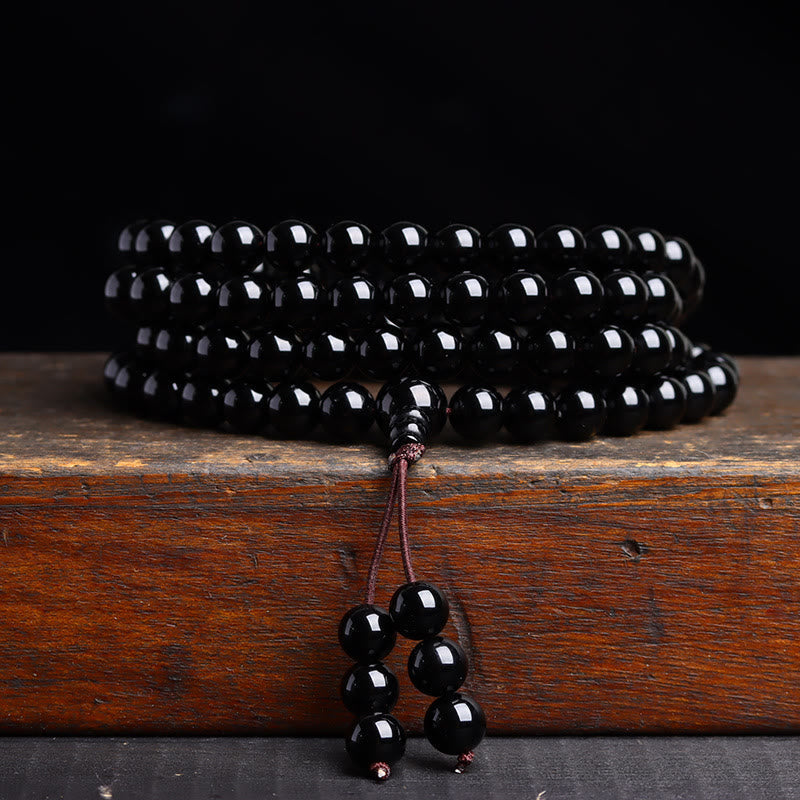 Obsidian 108-Bead Wrap Mala — detail view 5