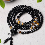 Obsidian and Accent Stone 108-Bead Mala — detail view 3
