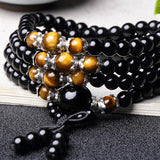 Obsidian and Accent Stone 108-Bead Mala — detail view 5