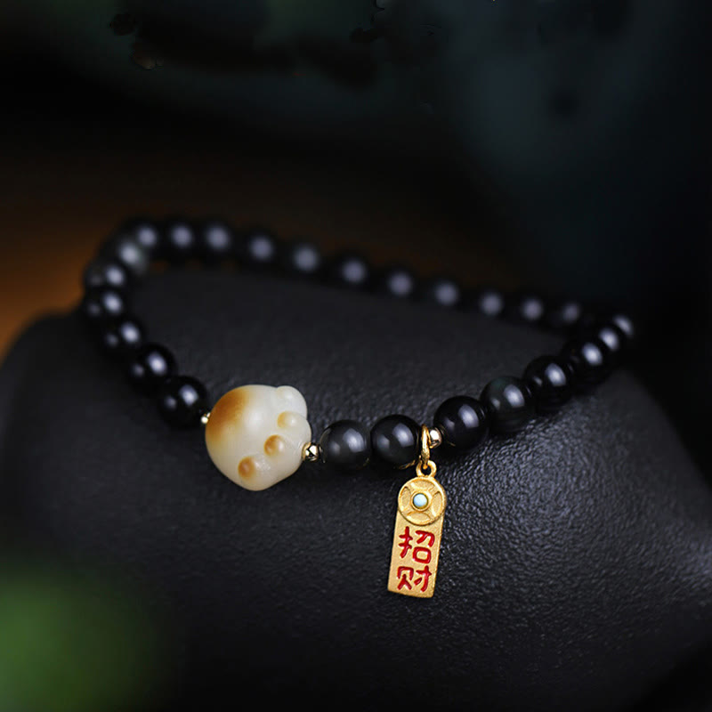 Obsidian and Bodhi Paw Charm Bracelet — product view 4