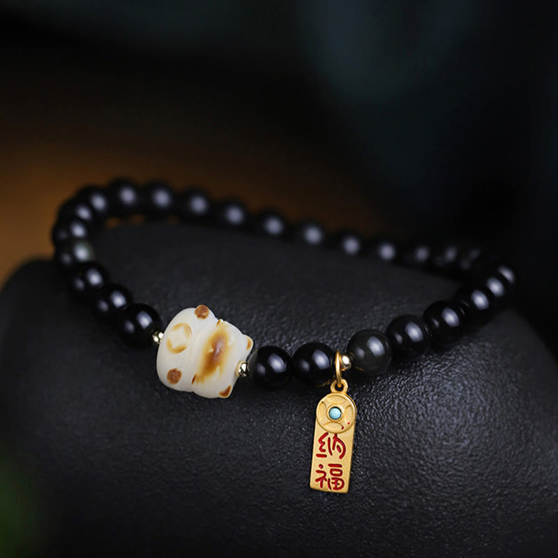 Obsidian and Bodhi Paw Charm Bracelet — product view 5