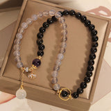 Obsidian and Grey Agate Double Wrap Bracelet — product view 4