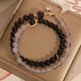 Obsidian and Grey Agate Double Wrap Bracelet — product view 5