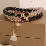 Obsidian and Grey Agate Double Wrap Bracelet — product view 6