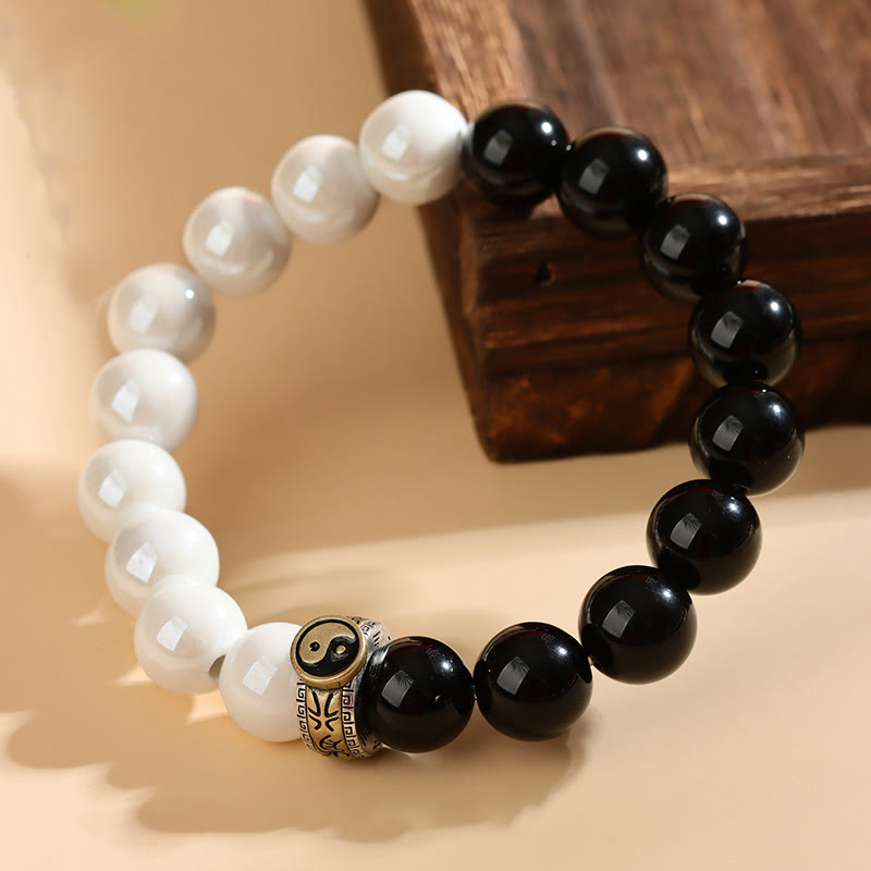 Obsidian and White Porcelain Bracelet — product view