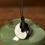 Obsidian and White Stone Loop Necklace — product view 1