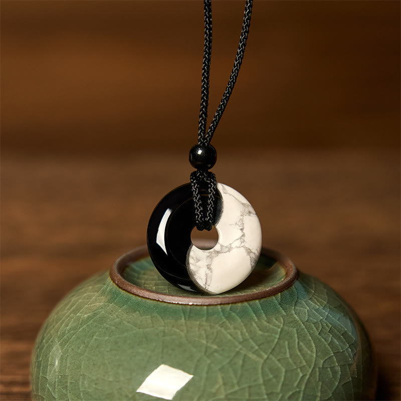 Obsidian and White Stone Loop Necklace — product view 2