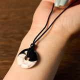 Obsidian and White Stone Loop Necklace — product view 3