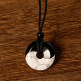 Obsidian and White Stone Loop Necklace — product view 5