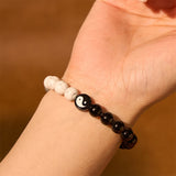 Obsidian and White Stone Yin Yang Bracelet — product view 2
