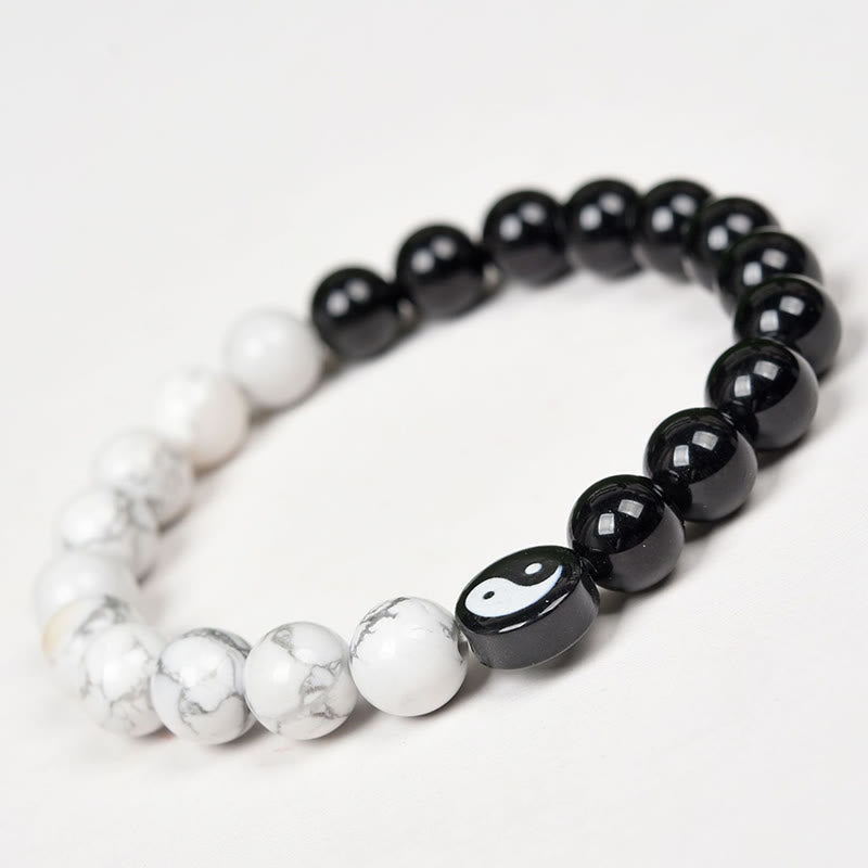 Obsidian and White Stone Yin Yang Bracelet — product view 4