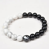 Obsidian and White Stone Yin Yang Bracelet — product view 5