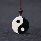 Obsidian and White Stone Yin Yang Necklace — product view 2