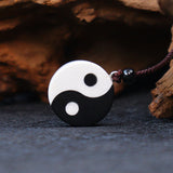 Obsidian and White Stone Yin Yang Necklace — product view 3