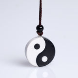Obsidian and White Stone Yin Yang Necklace — product view 5