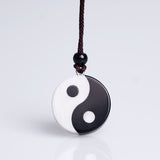Obsidian and White Stone Yin Yang Necklace — product view 6