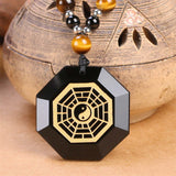 Obsidian Bagua Disc Necklace — product view