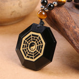 Obsidian Bagua Disc Necklace — detail view 2