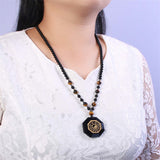 Obsidian Bagua Disc Necklace — detail view 4