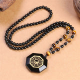 Obsidian Bagua Disc Necklace — detail view 5
