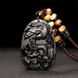 Obsidian Dragon Beaded Cord Necklace — product view 1