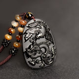 Obsidian Dragon Beaded Cord Necklace — product view 2