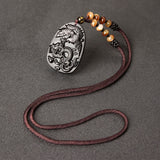 Obsidian Dragon Beaded Cord Necklace — product view 4