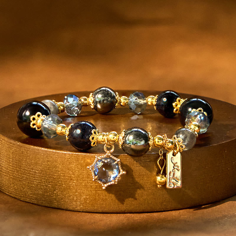 Obsidian Hematite and Blue Sandstone Bracelet — product view 1