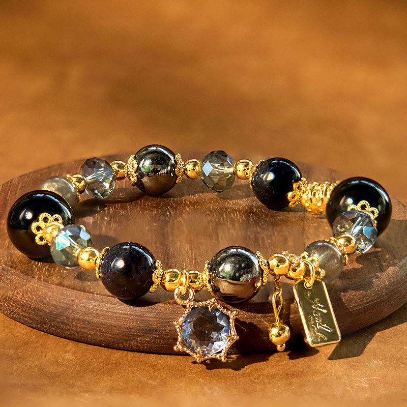 Obsidian Hematite and Blue Sandstone Bracelet — product view 2