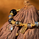 Obsidian Hematite and Blue Sandstone Bracelet — product view 3