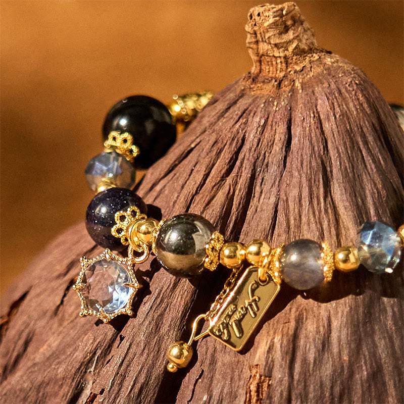 Obsidian Hematite and Blue Sandstone Bracelet — product view 3