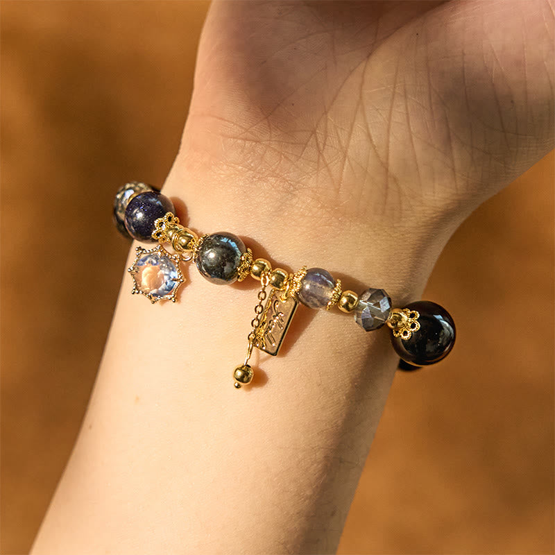 Obsidian Hematite and Blue Sandstone Bracelet — product view 4