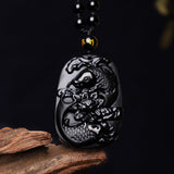 Obsidian Koi and Lotus Necklace — product view