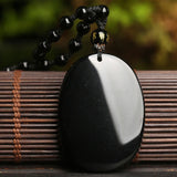 Obsidian Koi Carved Cord Necklace — detail view 6