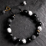 Obsidian Lava and White Stone Cord Bracelet — product view 2